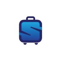 logotipo de la letra s en forma de maleta o bolsa de viaje con ruedas vector