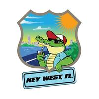 Relax Crocodile Drinking Beverage holding Key West Sign vector