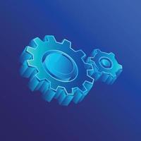 Set of gears with technology concept on blue background vector