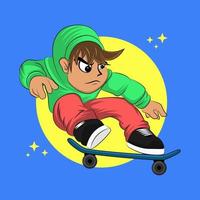 cartoon boy with skateboard vector
