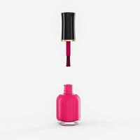 producto de esmalte de uñas rosa fotografía 3d de vial de vidrio con tapa de laca negra ilustración 3d foto