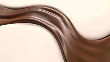 Representación 3d de una ola de chocolate negro o salpicaduras de cacao, fondo de caramelo, fondo abstracto, ilustración 3d foto