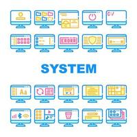 Operating System Pc Collection Icons Set Vector