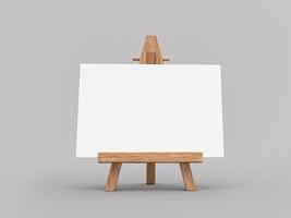 Blank wooden easel calendar for design presentation easel for artist. tripod for painting with empty canvas. 3d illustration photo