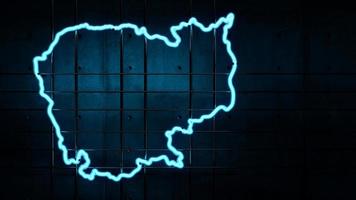 Cambodia map glowing neon light, concrete wall modern 3d illustration photo