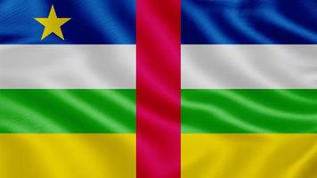 bandera de la república centroafricana. Ilustración de representación 3d de bandera ondeante realista con textura de tela muy detallada. foto