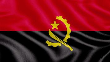 Flag of Angola. Realistic Waving Flag 3d Render Illustration with Highly Detailed Fabric Texture. photo