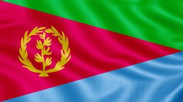 Flag of Eritrea. Realistic Waving Flag 3d Render Illustration with Highly Detailed Fabric Texture. photo