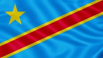 Flag of Congo Democratic Republic. Realistic Waving Flag 3d Render Illustration with Highly Detailed Fabric Texture. photo