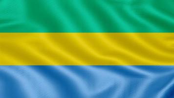 Flag of Gabon. Realistic Waving Flag 3d Render Illustration with Highly Detailed Fabric Texture. photo