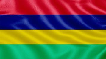 Flag of Mauritius. Realistic Waving Flag 3d Render Illustration with Highly Detailed Fabric Texture. photo