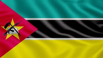 Flag of Mozambique. Realistic Waving Flag 3d Render Illustration with Highly Detailed Fabric Texture. photo