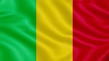 Flag of Mali. Realistic Waving Flag 3d Render Illustration with Highly Detailed Fabric Texture. photo