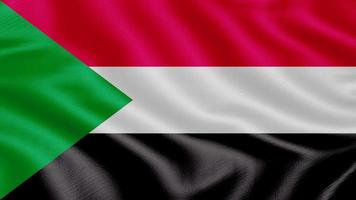 Flag of Sudan. Realistic Waving Flag 3d Render Illustration with Highly Detailed Fabric Texture. photo