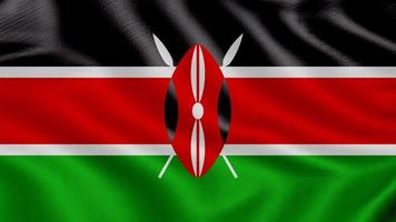 Flag of Kenya. Realistic Waving Flag 3d Render Illustration with Highly Detailed Fabric Texture. photo