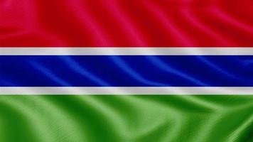 bandera de gambia Ilustración de representación 3d de bandera ondeante realista con textura de tela muy detallada. foto
