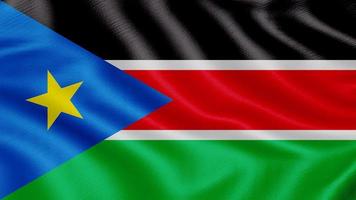 bandera de sudán del sur. Ilustración de representación 3d de bandera ondeante realista con textura de tela muy detallada. foto