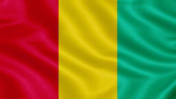 Flag of Guinea. Realistic Waving Flag 3d Render Illustration with Highly Detailed Fabric Texture. photo