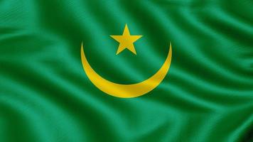 bandera de mauritania. Ilustración de representación 3d de bandera ondeante realista con textura de tela muy detallada. foto