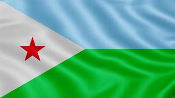 Flag of Djibouti. Realistic Waving Flag 3d Render Illustration with Highly Detailed Fabric Texture. photo