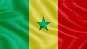 bandera de senegal Ilustración de representación 3d de bandera ondeante realista con textura de tela muy detallada. foto
