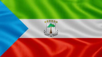 Flag of Equatorial Guinea. Realistic Waving Flag 3d Render Illustration with Highly Detailed Fabric Texture. photo