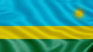 Flag of Rwanda. Realistic Waving Flag 3d Render Illustration with Highly Detailed Fabric Texture. photo