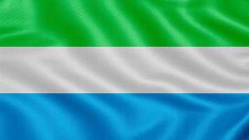 Flag of Sierra Leone. Realistic Waving Flag 3d Render Illustration with Highly Detailed Fabric Texture. photo