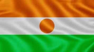 Flag of Niger. Realistic Waving Flag 3d Render Illustration with Highly Detailed Fabric Texture. photo