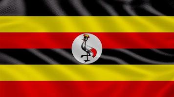 Flag of Uganda. Realistic Waving Flag 3d Render Illustration with Highly Detailed Fabric Texture. photo