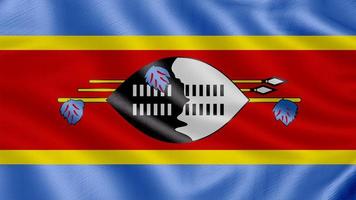 Flag of Swaziland. Realistic Waving Flag 3d Render Illustration with Highly Detailed Fabric Texture. photo