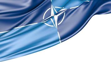 Nato North Atlantic Treaty Organization Flag Isolated on White Background, 3d Illustration photo