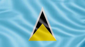 Flag of Saint Lucia. Realistic Waving Flag 3d Render Illustration with Highly Detailed Fabric Texture. photo