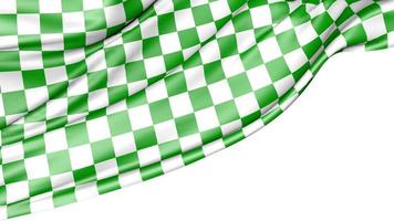 Carreras de bandera a cuadros blanca verde aislado sobre fondo blanco, ilustración 3d foto