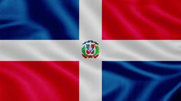 bandera de republica dominicana. Ilustración de representación 3d de bandera ondeante realista con textura de tela muy detallada. foto
