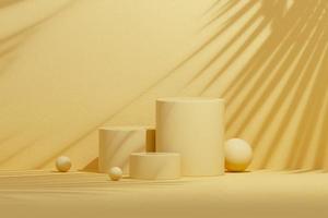 3D rendering Mock up summer podium for product design, minimal display. shadow overlay. photo