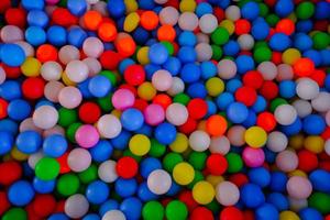 Multi colored, highly saturated plastic balls, in soft play ball pit, at a child's play park photo