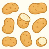 potato sides slice kawaii doodle flat vector illustration icon