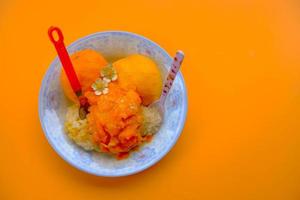 Menu sweet food mango with sticky rice. photo