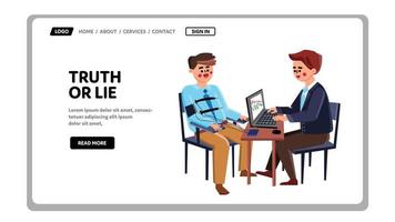 Truth Or Lie Examination Man On Polygraph Vector