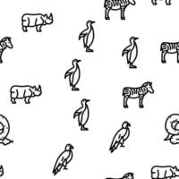 Zoo Animals, Birds And Snake Vector Seamless Pattern