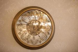 antique brass mirror clock photo