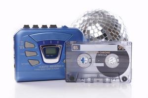 music cassette walkman and disco ball photo