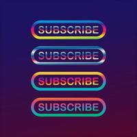 Shiny Colourful Gradation Subscribe Button For TV Channel or Social Media, Rounded Shape, Modern Bordered Button vector