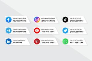 Modern Social Media Lower Third Icons Collection Template vector