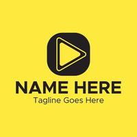 Minimalistic Media Play Logo.Minimalistic black color square shape logo. vector