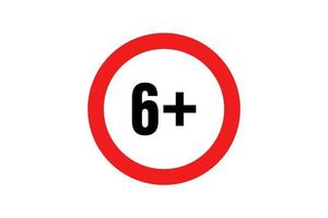 Age restriction, 6 plus icon. Vector