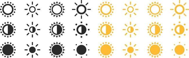 Brightness control set icons. Contrast level button vector