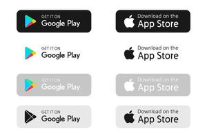 Google Play, Apple Store logo, icon, button. 16290534 Vector Art