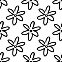 flowers outline - seamless pattern black and white vector